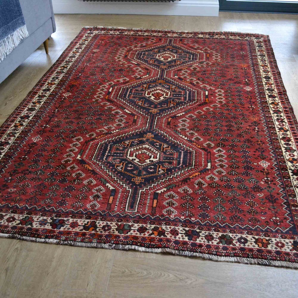 Shiraz Traditional Persian Medallion Rug in Red Green